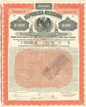 "Mexicana Orange" Republica Mexicana 1899